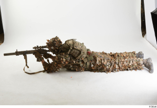 Frankie Perry In Ghillie Lying with Gun aiming gun lying…